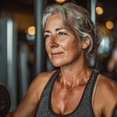 Група людей зрілого віку займається фітнесом