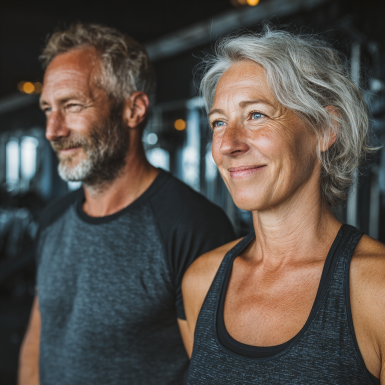 Літня жінка займається йогою на природі